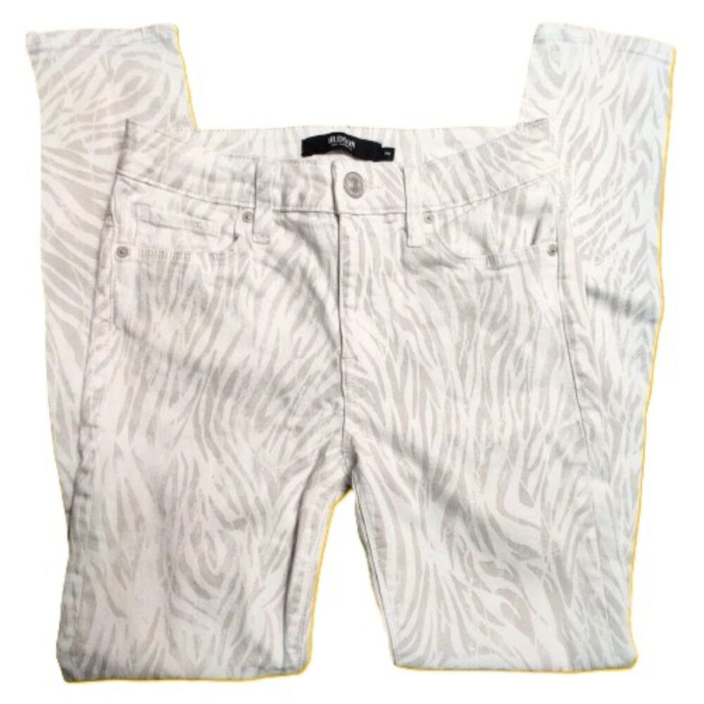 Hudson Nico Skinny Jeans Womens 26 White Zebra Print Stretch Denim Pants Casual